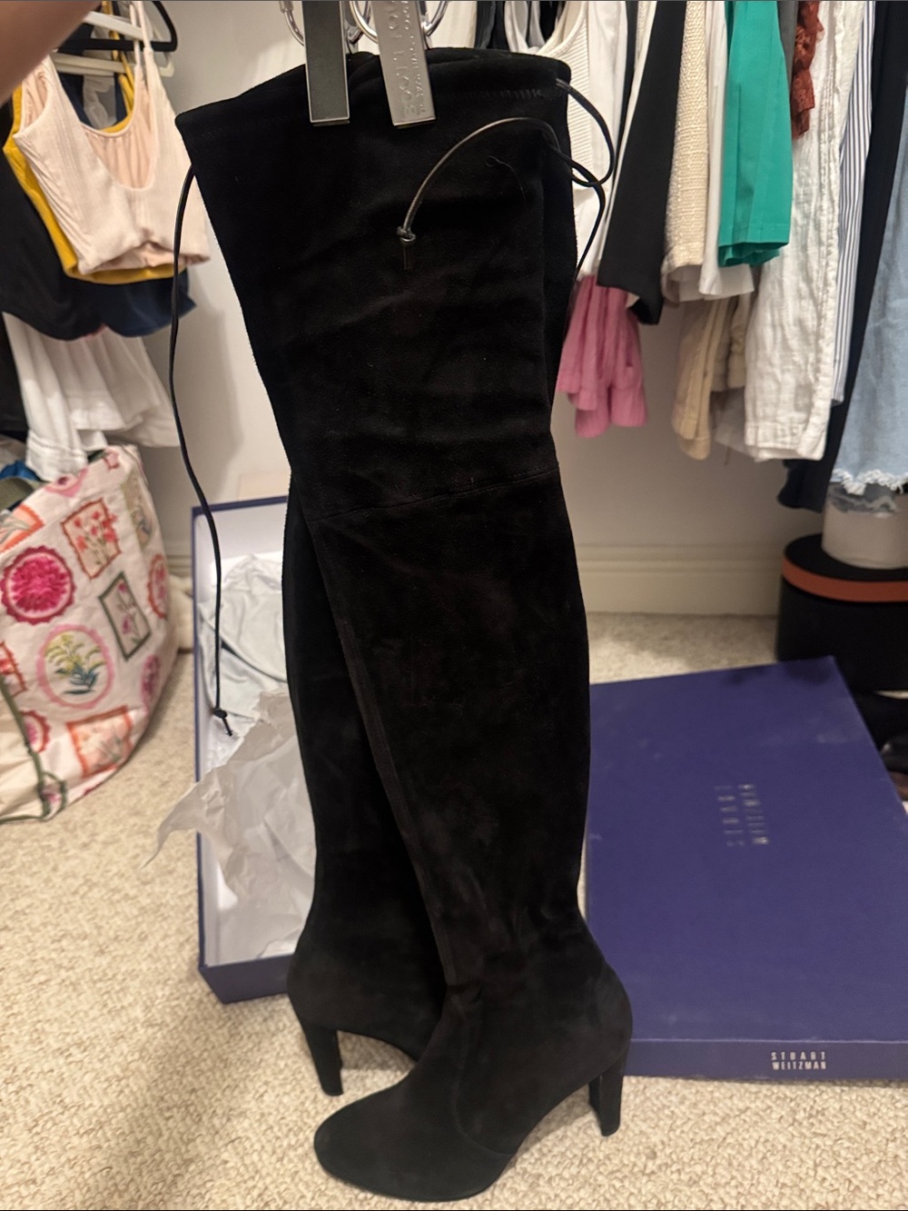 Stuart Weitzman -over the-Knee Suede Boots - Women's Elegant Knee High Heels 8.5